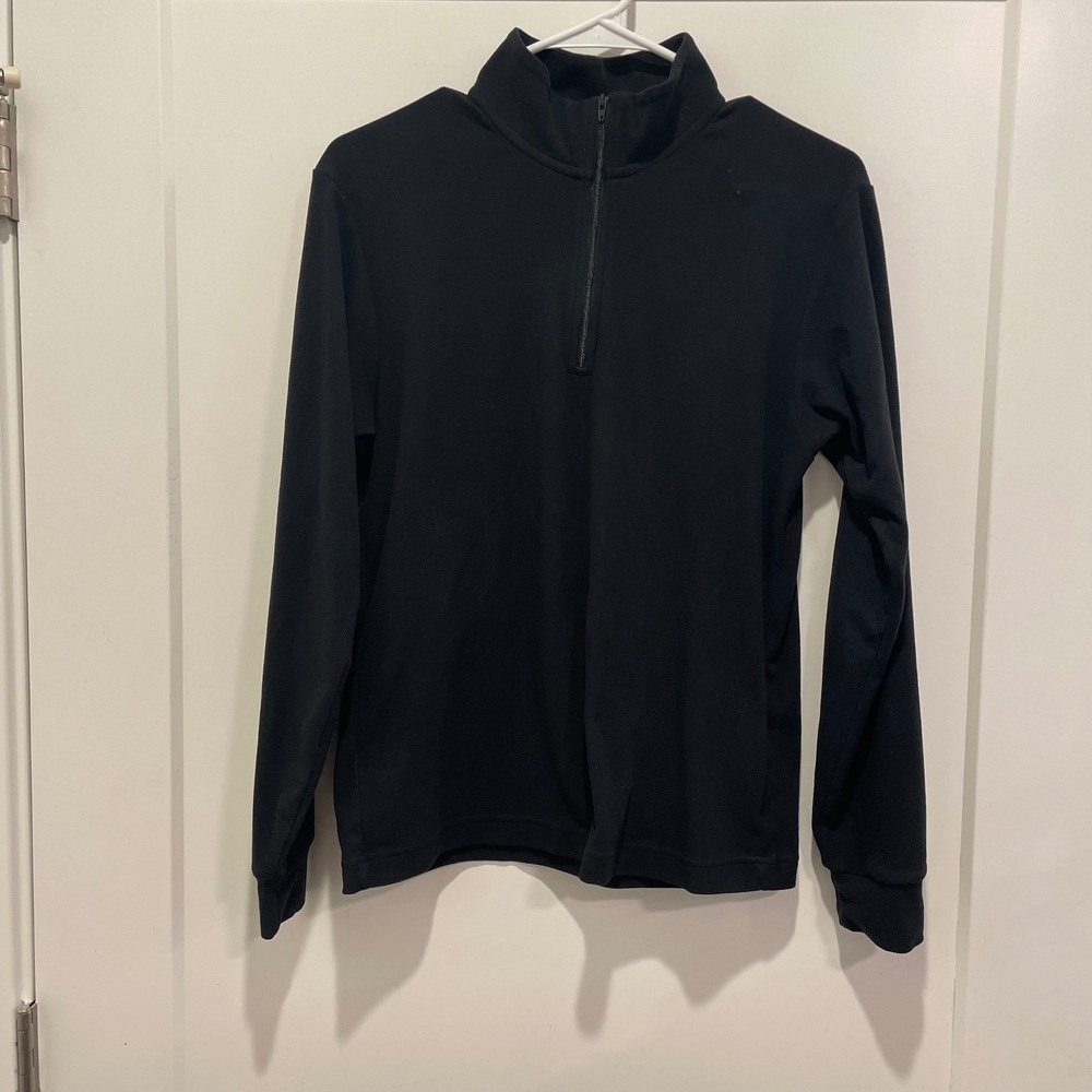 Uniqlo Mens Heattech Fleece Quarter Zip Pullover Sweater Black XS 341-433067